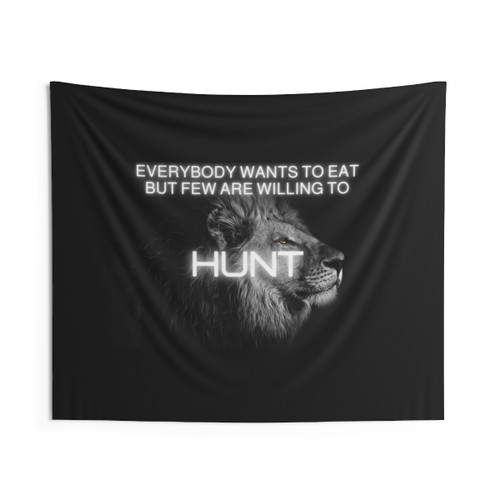 Motivational Lion Tapestry with Inspirational Quotes