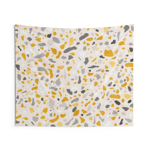 Terrazzo Tapestry in Mustard, Gray & White