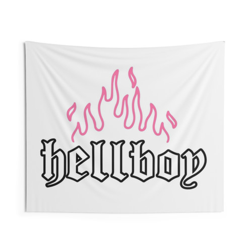 Hellboy Flames Pink Tapestry Art Print
