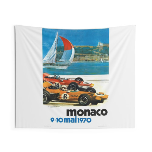 1970 Monaco Grand Prix Vintage Racing Poster Tapestry