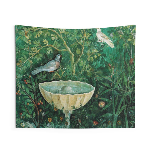 Pompeii Collection Floral Tapestry with Doves and Fountain