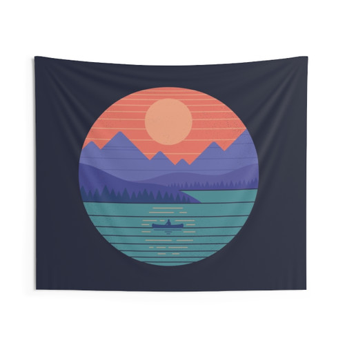 Peaceful Reflection Tapestry - Minimalist Landscape Art