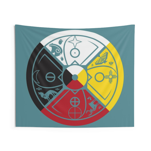 Sacred Hoop Medicine Wheel Native American Tapestry