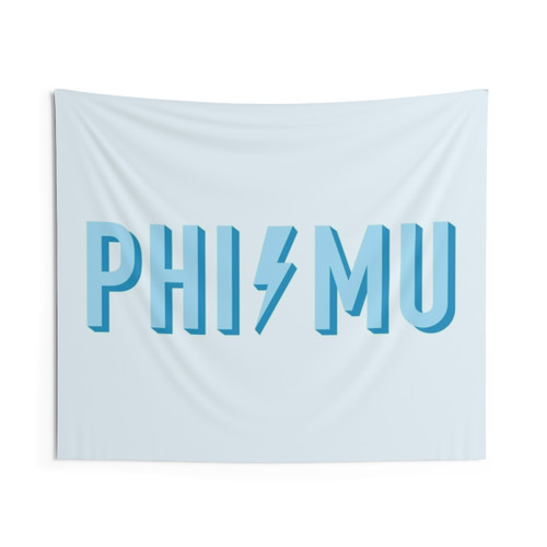 Phi Mu Sorority 3D Blue Lightning Tapestry