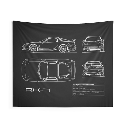 Mazda RX-7 Blueprint Tapestry