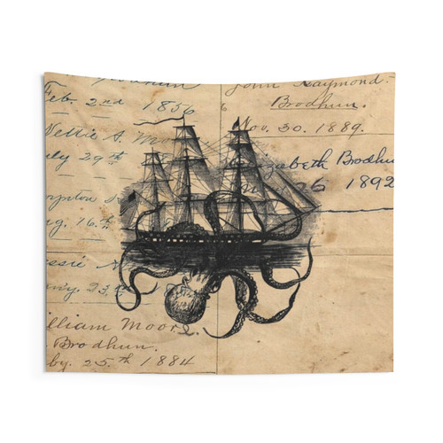 Kraken Attacking Ship Tapestry