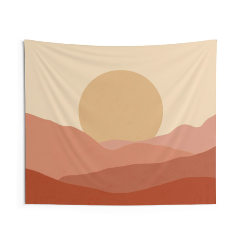 Minimalist Landscape Tapestry in Earthy Tones