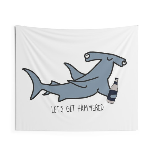 Lets Get Hammered Hammerhead Shark Tapestry