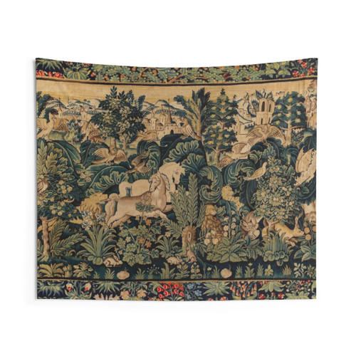 Fantastic Animals and Horses Antique French Tapestry