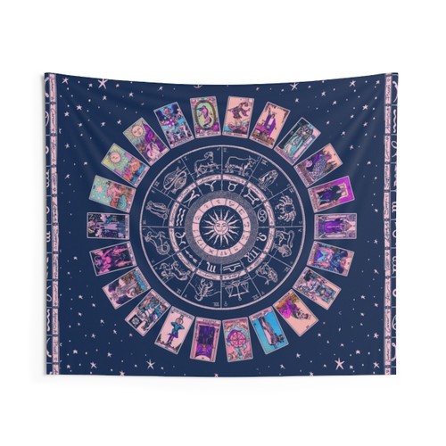 Pastel Goth Zodiac & Tarot Tapestry Wall Hanging