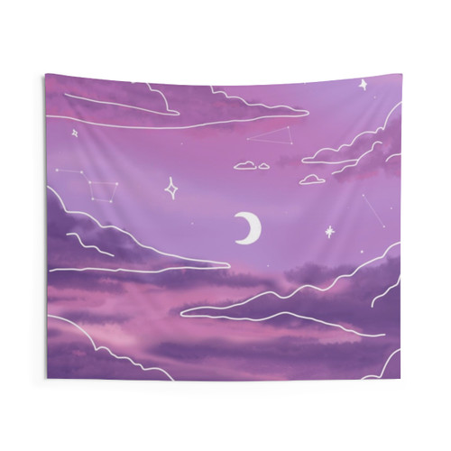 Pastel Purple Sunset View Tapestry