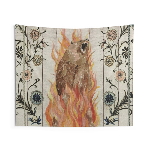 Midsommar Bear Painting Tapestry Wall Hanging
