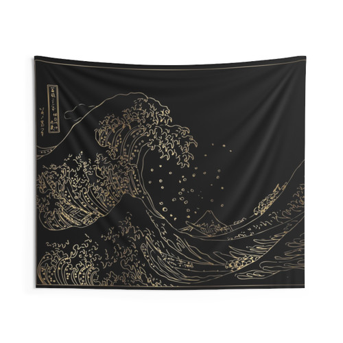 Great Wave Gold Tapestry Wall Art Decor