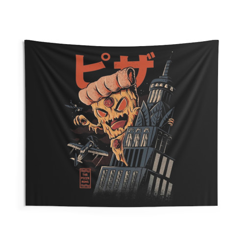 Vintage Pizza Kong Tapestry - Retro Japanese Kaiju Wall Art
