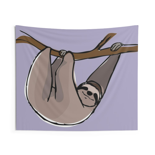 Lavender Sloth Tapestry Wall Hanging