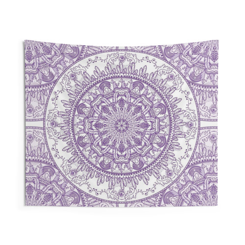 Feathers and Crystals Mandala Tapestry Wall Hanging