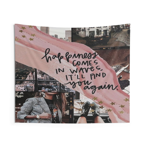 Happiness Aesthetic Tapestry for Dorm or College Room