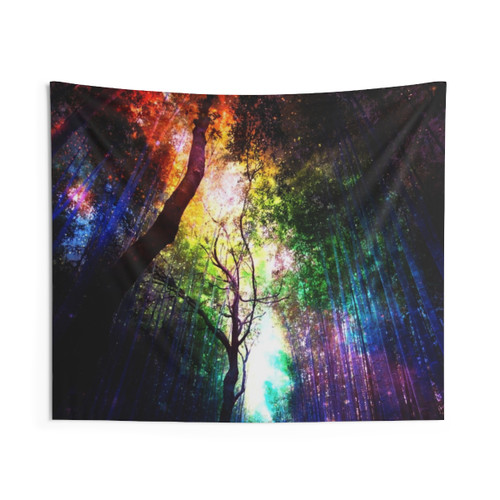 Colorful Rainbow Forest Tapestry