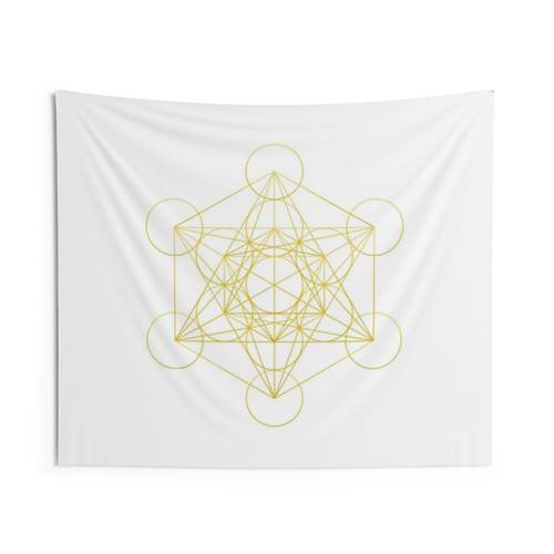 Golden Metatron Cube Tapestry - Sacred Geometry Wall Hanging