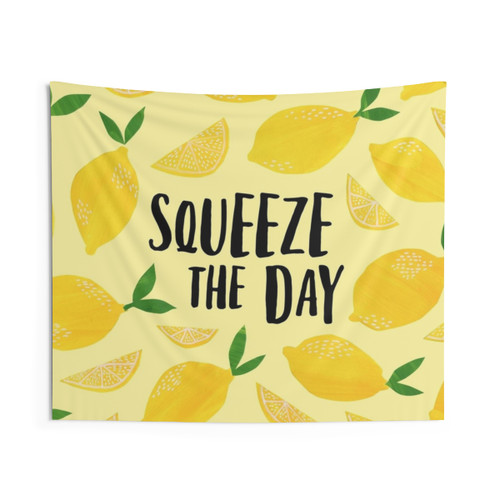 Squeeze the Day Motivational Lemon Tapestry