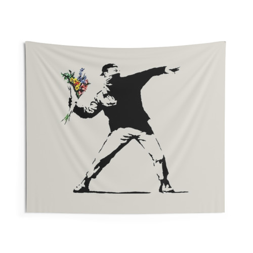 Banksy Flower Thrower Tapestry - Street Art Wall Decor