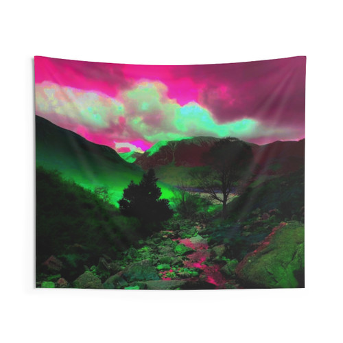 Neon Acid Mountains Tapestry