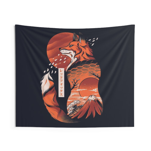 Japanese Fox Tapestry - Ukiyo-e Style Wall Art
