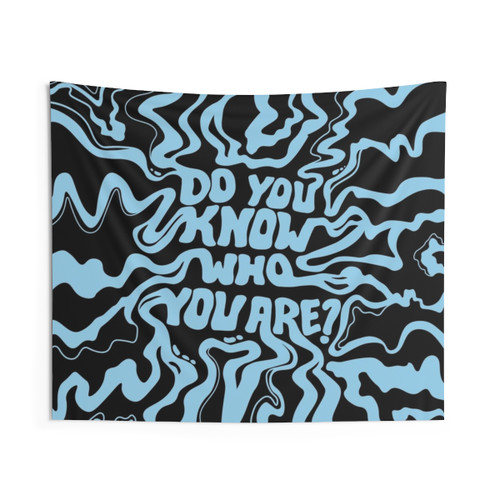 Blue and Black Fluid Marble Tapestry - Do You Know Who You Are