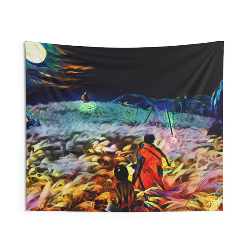 Colorful Samurai Wolf Tapestry Wall Decor