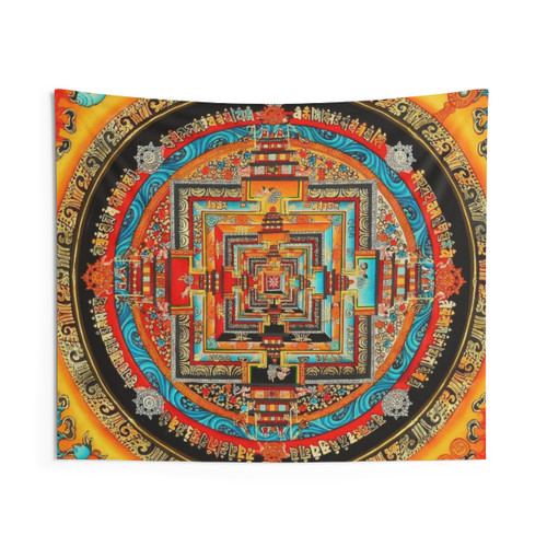 Mandala Sunburst Orange Tapestry - Spiritual Wall Hanging