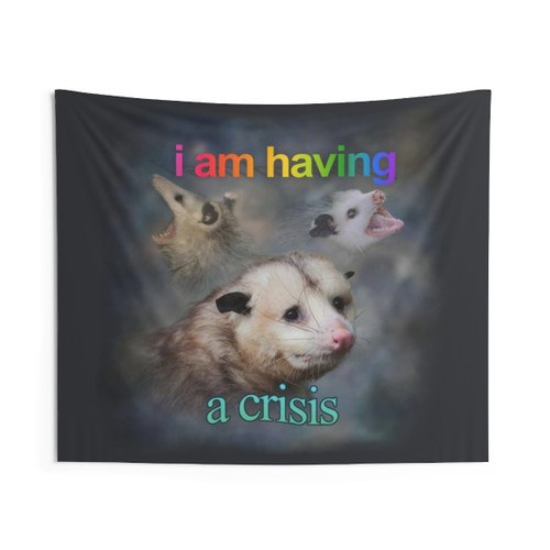 Quirky Opossum Word Art Tapestry