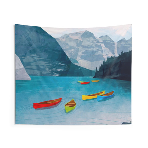 Canadian Landscape Tapestry with Canoes