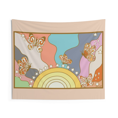 Vintage Rainbow Butterfly Pattern Tapestry