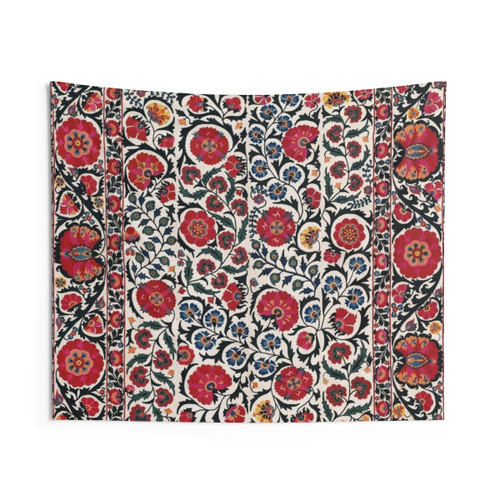 Vintage Shakhrisyabz Suzani Embroidered Tapestry