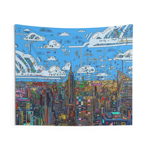 New York Skyline Panorama Tapestry