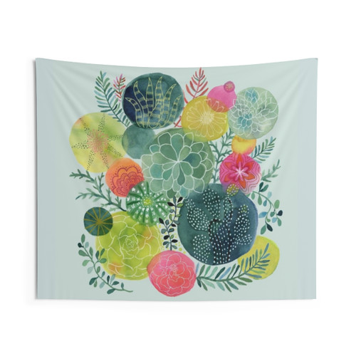 Succulent Circles Botanical Tapestry