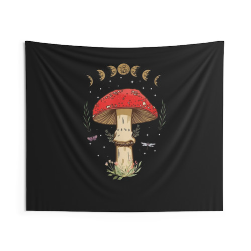 Magical Mushroom Fungi Tapestry for Dark Academia Cottagecore Aesthetic