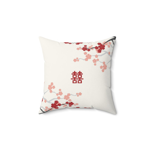 Red Sakura Cherry Blossom Pillow by fatfatin