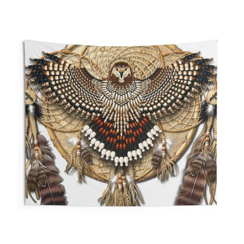 Red Tail Hawk Dreamcatcher Mandala Tapestry