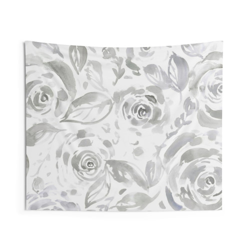 Evelyn Gray Floral Tapestry - Modern Farmhouse Wall Art