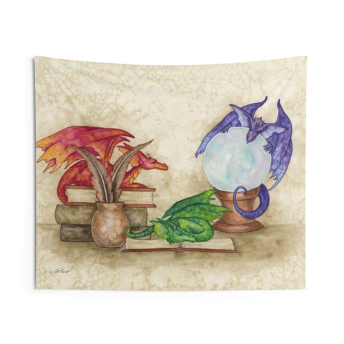 Dragons in the Library Fantasy Tapestry