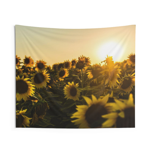 Sunflower Field Vintage Tapestry - Inspiring Nature Scene
