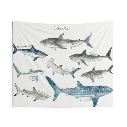 Sharks Landscape Tapestry - Vibrant Wall Art for Nature Lovers