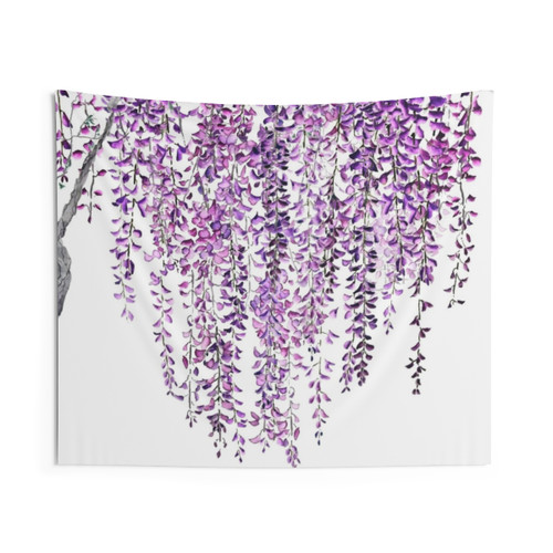 Handpainted Purple Wisteria Tapestry