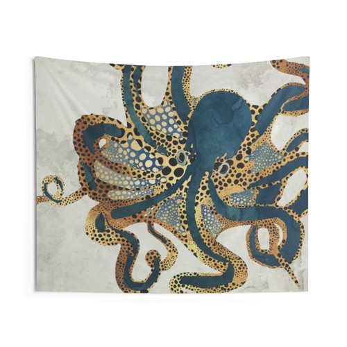 Underwater Dream VI Tapestry - Contemporary Octopus Art