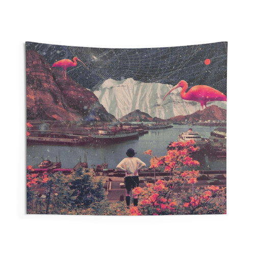Vintage Surreal Landscape Tapestry Art