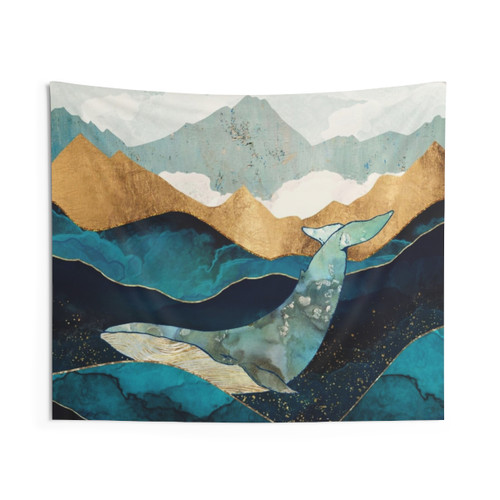 Blue Whale Watercolor Tapestry