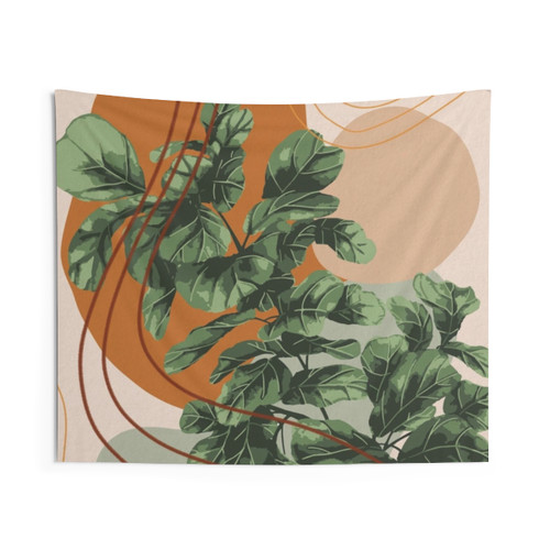 Mid Century Modern Abstract Fiddle Leaf Fig Plant Tapestry