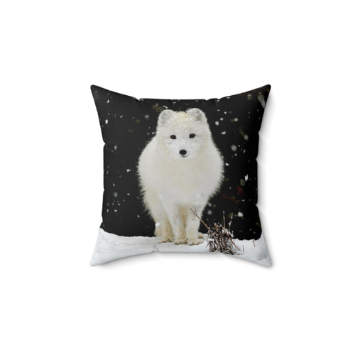 Soft, plush Arctic Fox Pillow for cozy winter home decor