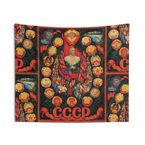 Communist Revolution Tapestry with Leninism Banner Artwork